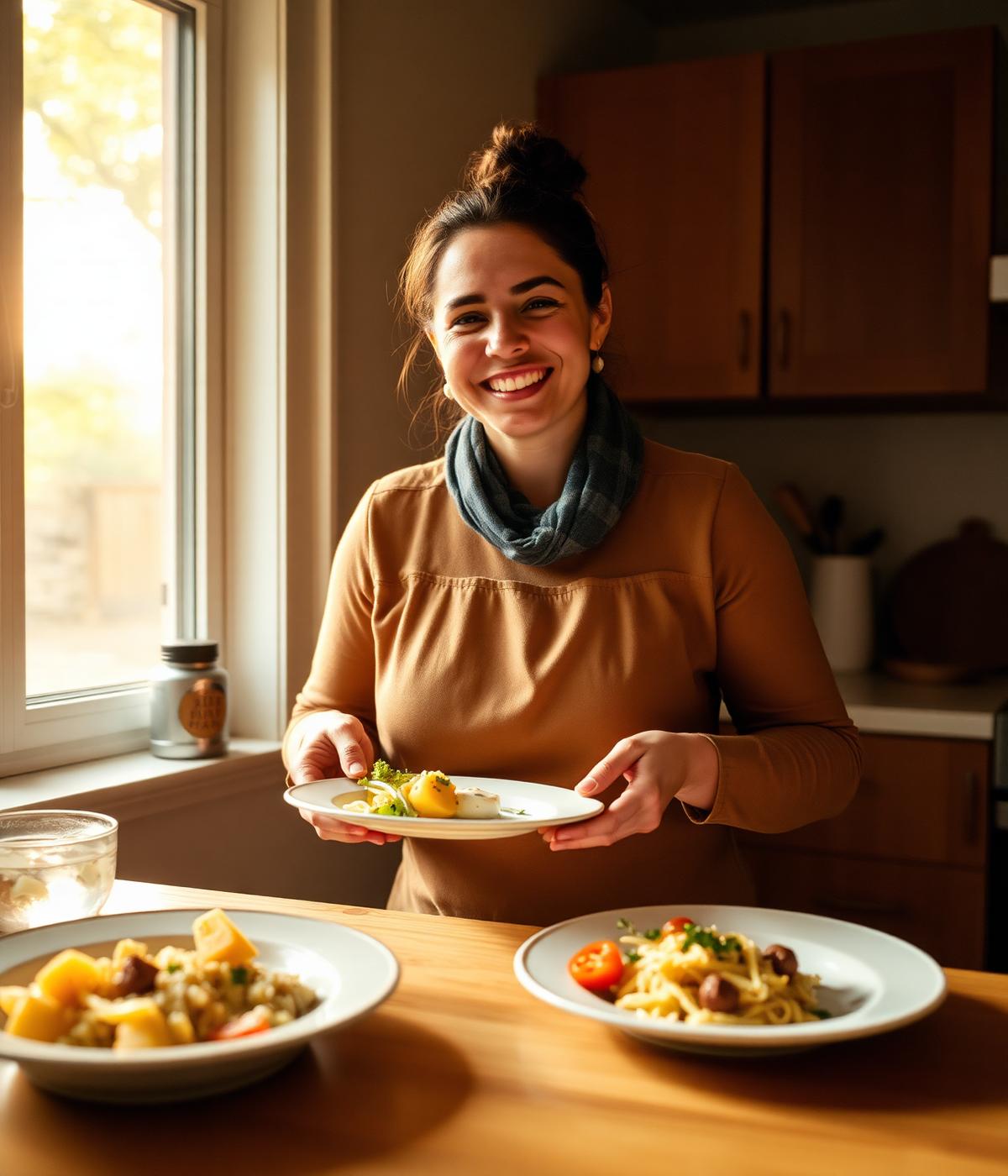Une Cooker prépare un repas dans sa cuisine